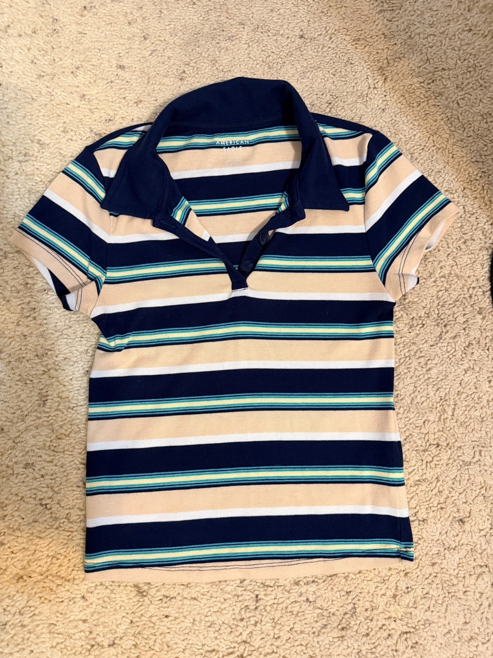 AE Striped Cropped Polo Size S